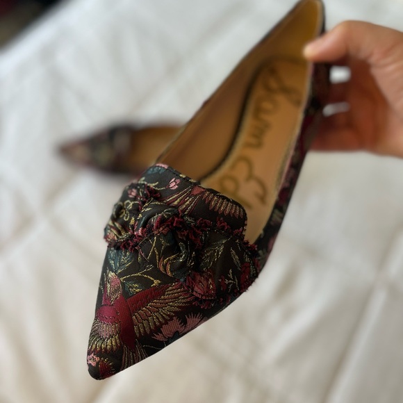 SAM EDELMAN Rochester Black Multicolour Majestic Bird Jacquard Loafer Size 7.5 - Picture 3 of 15